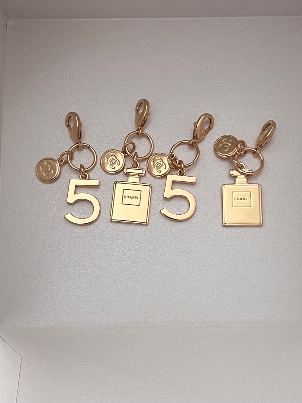 CHANEL Gold-Tone '5' and Perfume Bottle Charm Set